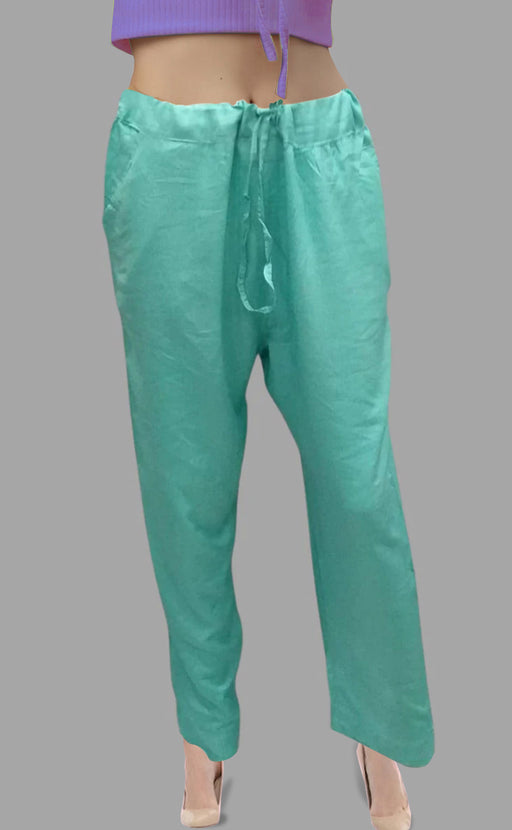 Sea Green Straight Pants. Soft Breathable Fabric | Laces and Frills - Laces and Frills