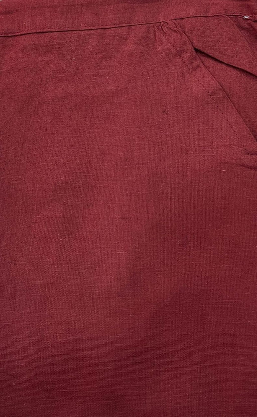 Maroon Straight Pants . Pure Cotton Fabric | Laces and Frills - Laces and Frills