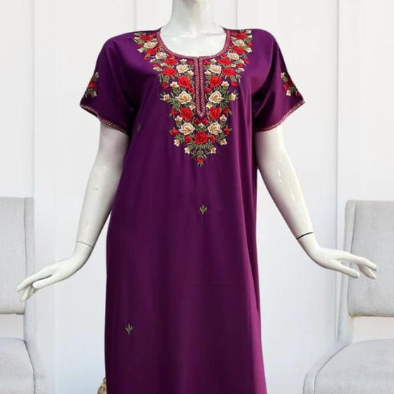 Free Size Nighty (44 Inch Large) parsi-embroidery-soft-cotton-free-size-nighty-2