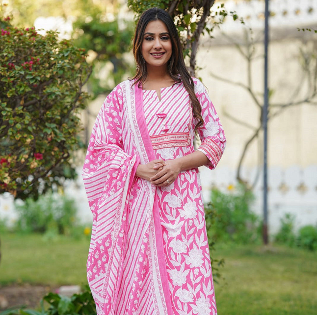Premium Jaipur Cotton Kurti Sets|Laces and Frills