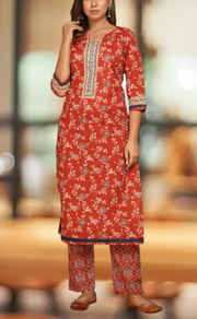 Maroon Garden Kurti With Pant And Dupatta Set  .Pure Versatile Cotton. | Laces and Frills - Laces and Frills