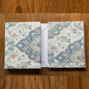 White/Peach Ajrakh Print Double Bedsheet with Pillow Covers/108" x 108" - Laces and Frills