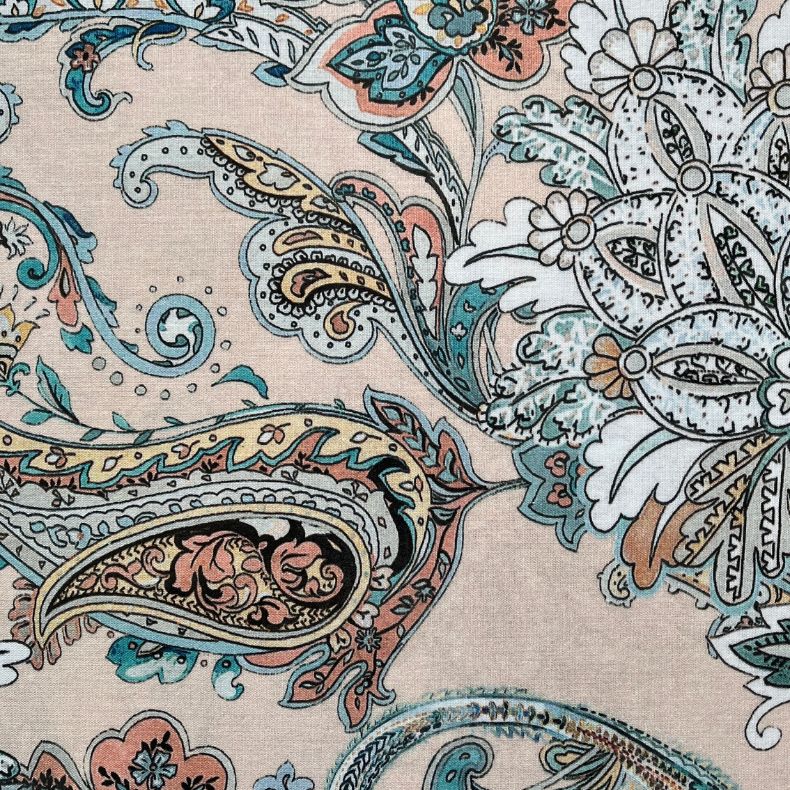 Peach/Sea Green Garden Double Bedsheet with Pillow Covers/108" x 108" - Laces and Frills