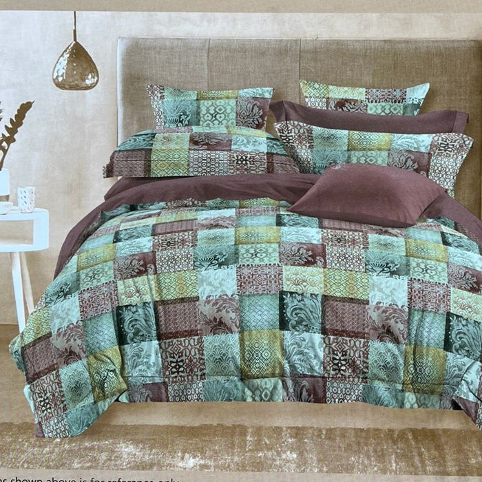 Grey/Multi Colour Geometric Double Bedsheet with Pillow Covers/108" x 108" - Laces and Frills