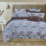 Pink/Sea Green Ajarkh Print Double Bedsheet with Pillow Covers/108" x 108" - Laces and Frills