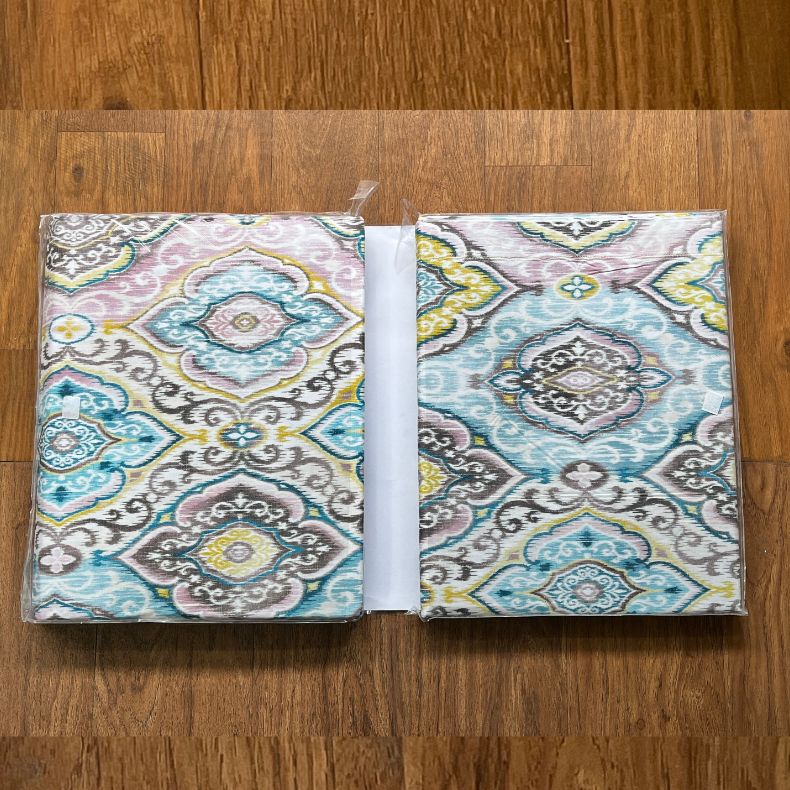 Pink/Sea Green Ajarkh Print Double Bedsheet with Pillow Covers/108" x 108" - Laces and Frills