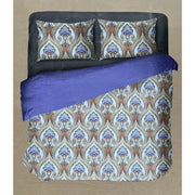 Off White/Lavender Ajarkh Print Double Bedsheet with Pillow Covers/108" x 108" - Laces and Frills