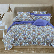 Off White/Lavender Ajarkh Print Double Bedsheet with Pillow Covers/108" x 108" - Laces and Frills
