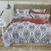 White/Peach Ajarkh Print Double Bedsheet with Pillow Covers/108" x 108" - Laces and Frills