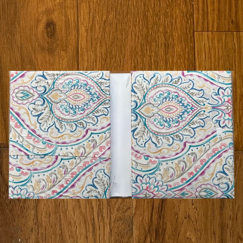 Pink/Sea Green Ajarkh Print Double Bedsheet with Pillow Covers/108" x 108" - Laces and Frills