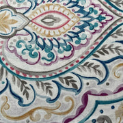 Pink/Sea Green Ajarkh Print Double Bedsheet with Pillow Covers/108" x 108" - Laces and Frills