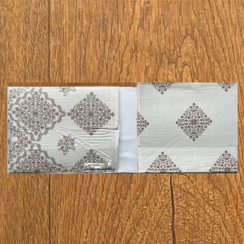 Off White/Brown Abstract Double Bedsheet with Pillow Covers/108" x 108" - Laces and Frills