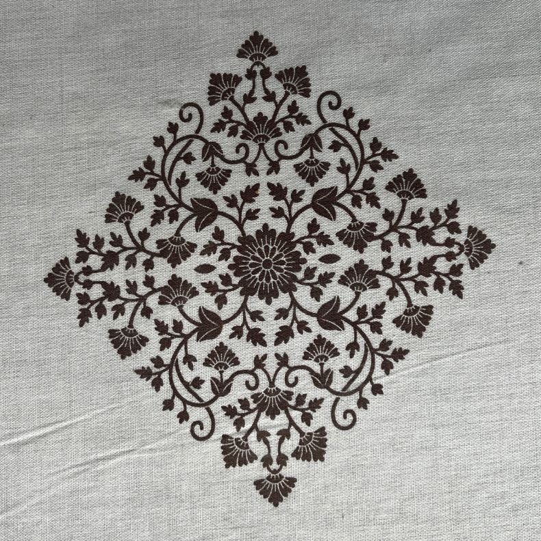 Off White/Brown Abstract Double Bedsheet with Pillow Covers/108" x 108" - Laces and Frills