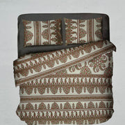 Off White/Red/Green Ajrakh Print Double Bedsheet with Pillow Covers/108" x 108" - Laces and Frills
