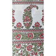 Off White/Red/Green Ajrakh Print Double Bedsheet with Pillow Covers/108" x 108" - Laces and Frills