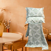 Pista Green Abstract Double Bedsheet with Pillow Covers/108" x 108" - Laces and Frills