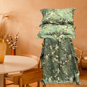 Dark Green Floral Double Bedsheet with Pillow Covers/108" x 108" - Laces and Frills