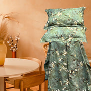 Dark Green Floral Double Bedsheet with Pillow Covers/108" x 108" - Laces and Frills