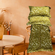 Olive Green Floral Double Bedsheet with Pillow Covers/108" x 108" - Laces and Frills