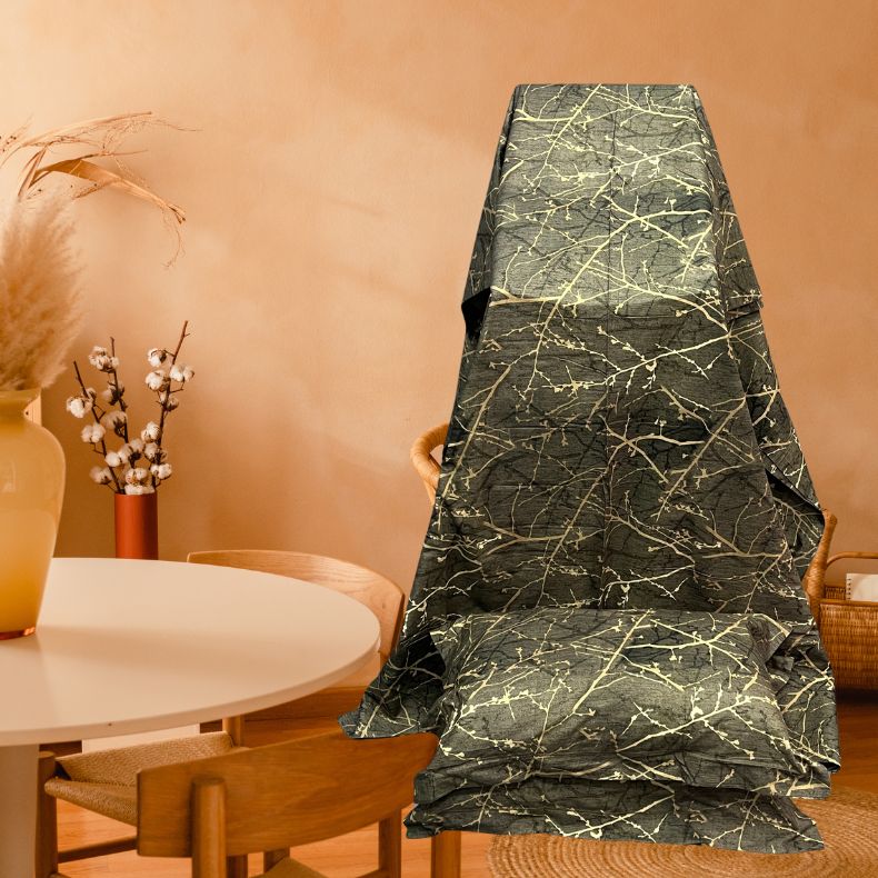 Dark Grey Floral Double Bedsheet with Pillow Covers/108" x 108" - Laces and Frills