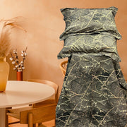 Dark Grey Floral Double Bedsheet with Pillow Covers/108" x 108" - Laces and Frills