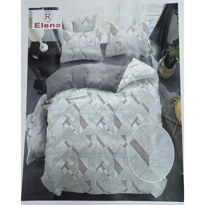 Off White/Brown Abstract Double Bedsheet with Pillow Covers/108" x 108" - Laces and Frills