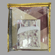 Cream/Light Pink Abstract Double Bedsheet with Pillow Covers/108" x 108" - Laces and Frills