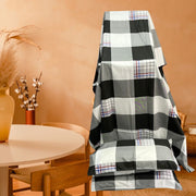 White/Black Geometric Double Bedsheet with Pillow Covers/108" x 108" - Laces and Frills