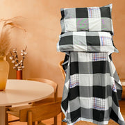 White/Black Geometric Double Bedsheet with Pillow Covers/108" x 108" - Laces and Frills