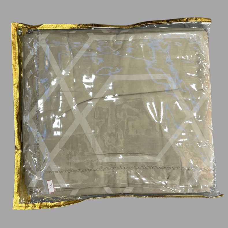 Beige Abstract Double Bedsheet with Pillow Covers/108" x 108" - Laces and Frills