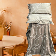 Beige Abstract Double Bedsheet with Pillow Covers/108" x 108" - Laces and Frills