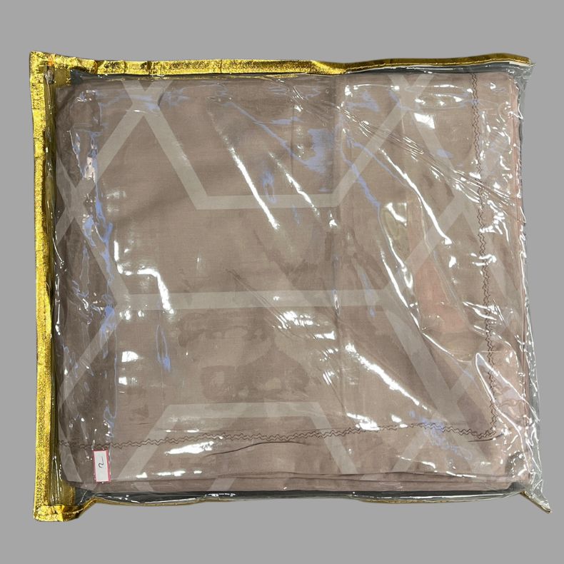 Light Peach Abstract Double Bedsheet with Pillow Covers/108" x 108" - Laces and Frills