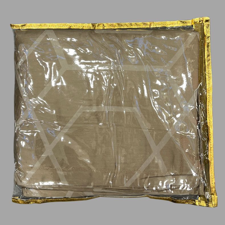 Brown Abstract Double Bedsheet with Pillow Covers/108" x 108" - Laces and Frills