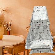 White/Brown Garden Double Bedsheet with Pillow Covers/108" x 108" - Laces and Frills