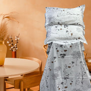 White/Brown Garden Double Bedsheet with Pillow Covers/108" x 108" - Laces and Frills