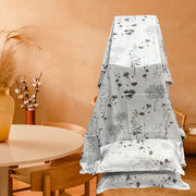 White/Brown Garden Double Bedsheet with Pillow Covers/108" x 108" - Laces and Frills