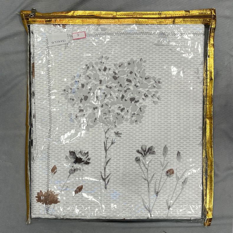 White/Brown Garden Double Bedsheet with Pillow Covers/108" x 108" - Laces and Frills