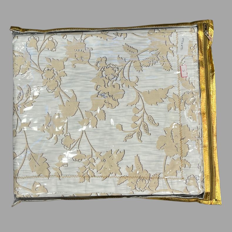 White/Cream Leafy Double Bedsheet with Pillow Covers/108" x 108" - Laces and Frills