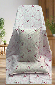 Light Pink Garden Double Bedsheet with Pillow Covers/90" x 108" - Laces and Frills