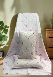 Light Pink Garden Double Bedsheet with Pillow Covers/90" x 108" - Laces and Frills