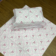 Light Pink Garden Double Bedsheet with Pillow Covers/90" x 108" - Laces and Frills