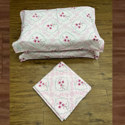 Light Pink Garden Double Bedsheet with Pillow Covers/90" x 108" - Laces and Frills