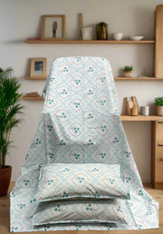 Sea Green Garden Double Bedsheet with Pillow Covers/90" x 108" - Laces and Frills
