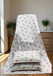 Pink Floral Double Bedsheet with Pillow Covers/90" x 108" - Laces and Frills