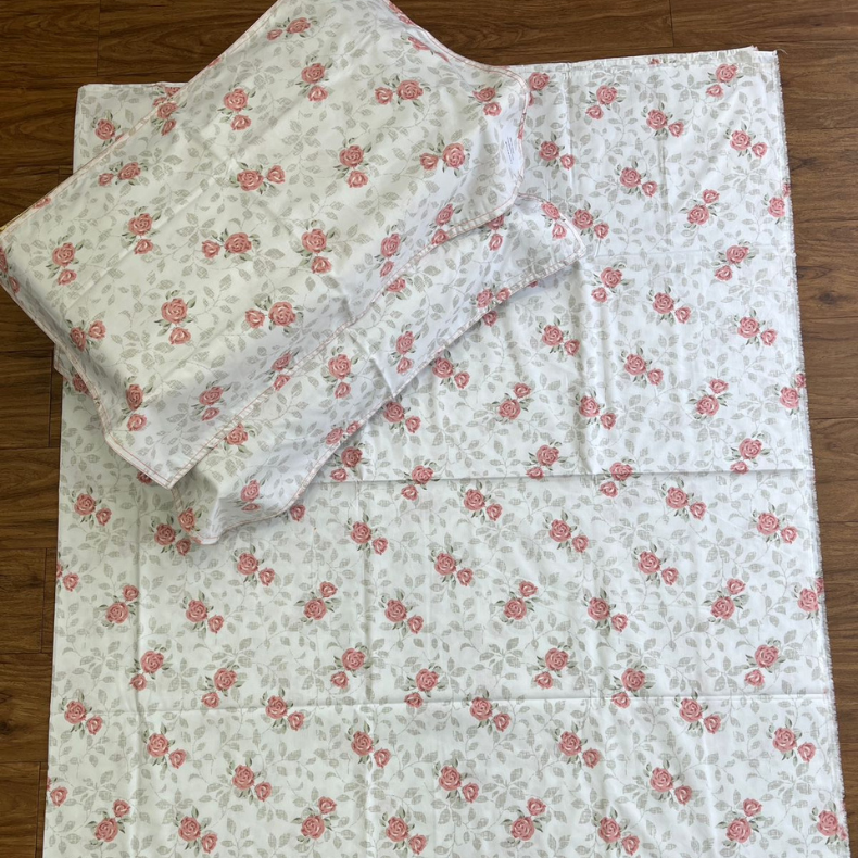 Pink Floral Double Bedsheet with Pillow Covers/90" x 108" - Laces and Frills