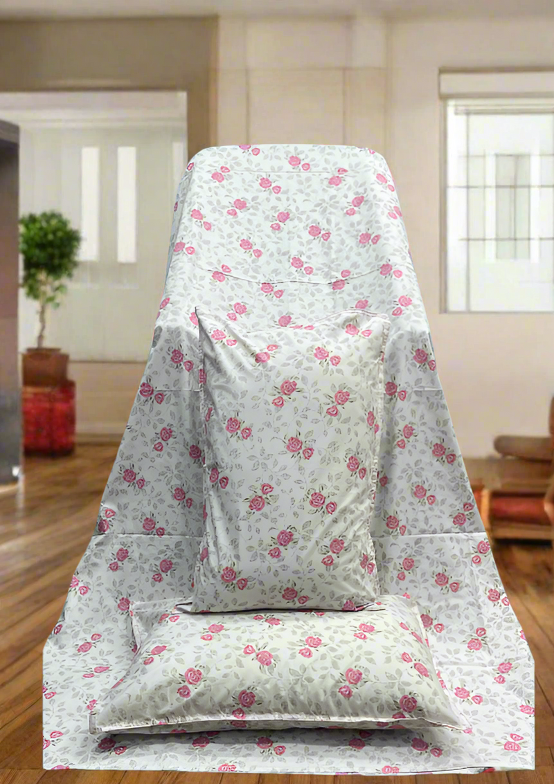 Pink Floral Double Bedsheet with Pillow Covers/90" x 108" - Laces and Frills