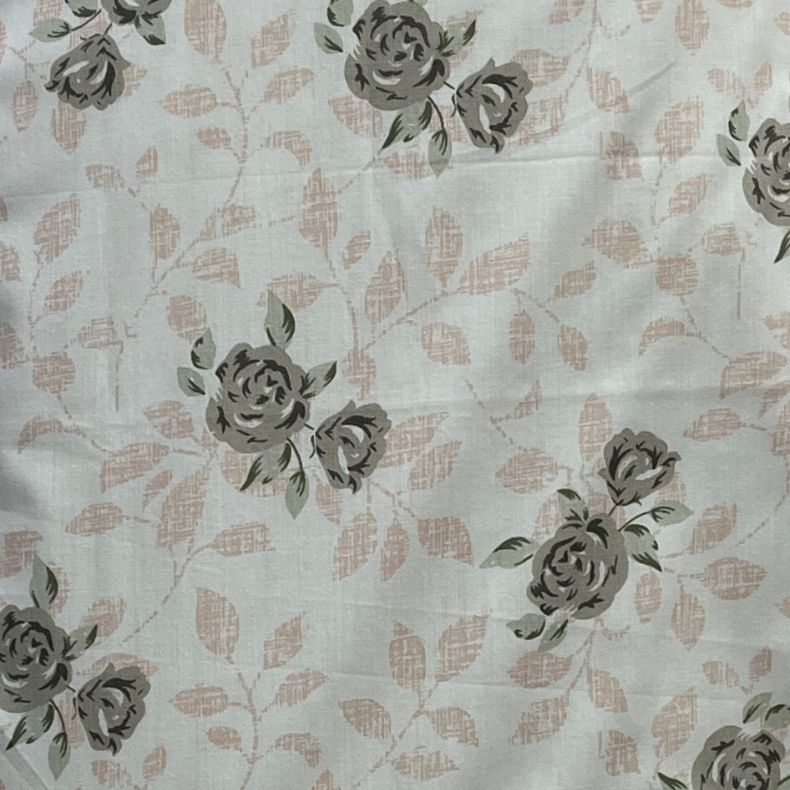 Grey Floral Double Bedsheet with Pillow Covers/90" x 108" - Laces and Frills