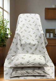 Grey Floral Double Bedsheet with Pillow Covers/90" x 108" - Laces and Frills