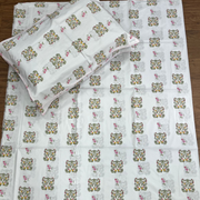 White/Green/Red Floral Double Bedsheet with Pillow Covers/90" x 108" - Laces and Frills