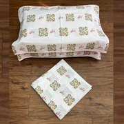 White/Green/Red Floral Double Bedsheet with Pillow Covers/90" x 108" - Laces and Frills